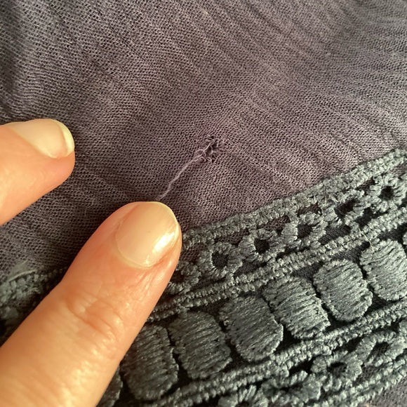 Solitaire Navy Blue Maxi Skirt Crochet & Tassel Details Size XL NEW - Picture 9 of 13